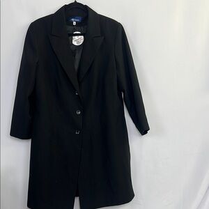 Women's Black Coat trench coat with slits and lapels